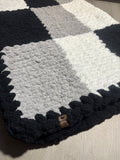 Chunky Hand-knit Checkered Blanket